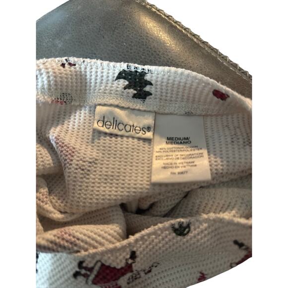 Delicates Christmas Pajama Top . Santa ,Trees, Snowman graphics. Size Medium - Picture 4 of 4